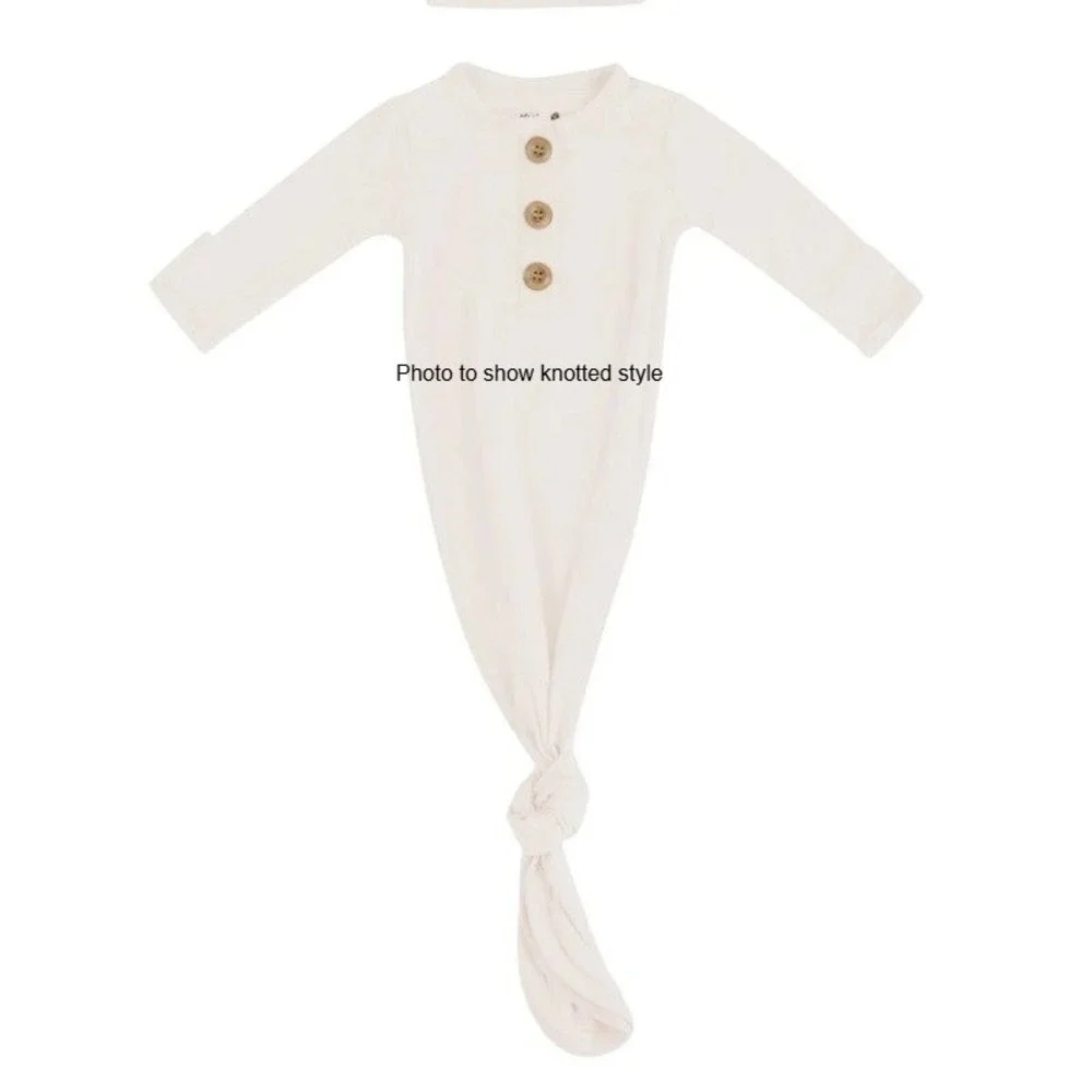 Kyte Baby Newborn Knotted Gown in Oat